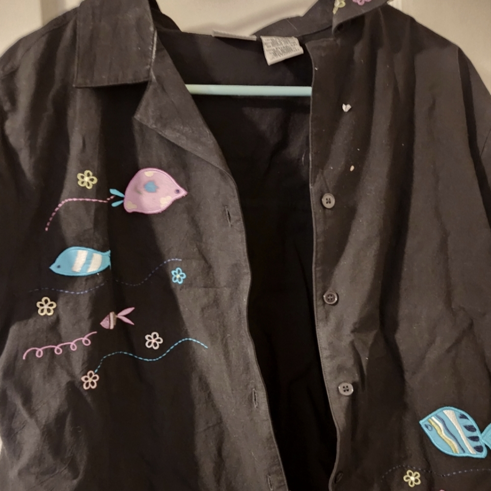 * Xl White Stag Button Down Blouse